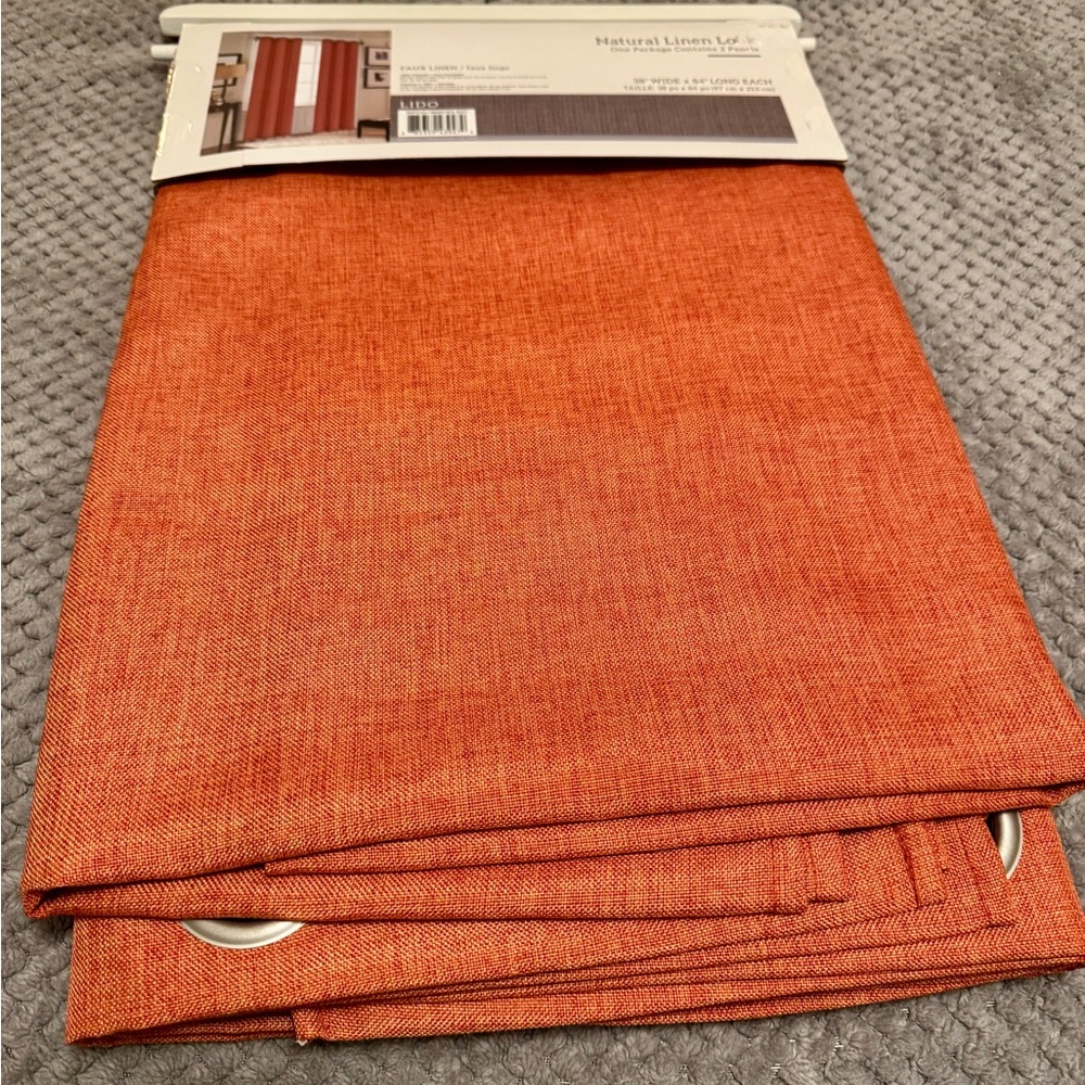 Orange Linen Curtain Panel